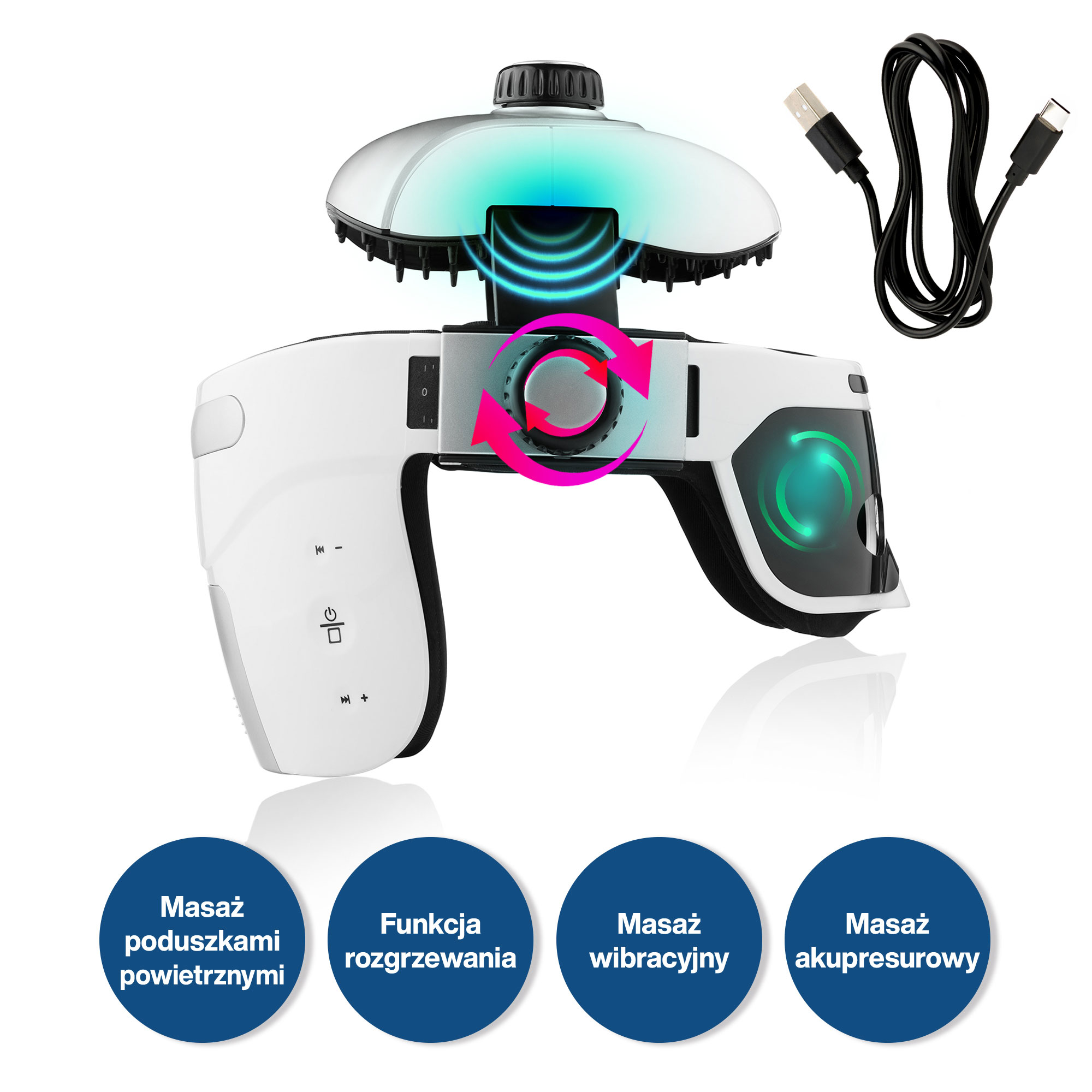 Medivon Hebe - masażer głowy, ciała i oczu, masażer akupresurowy, wibracyjny i powietrzny - obrazek 3